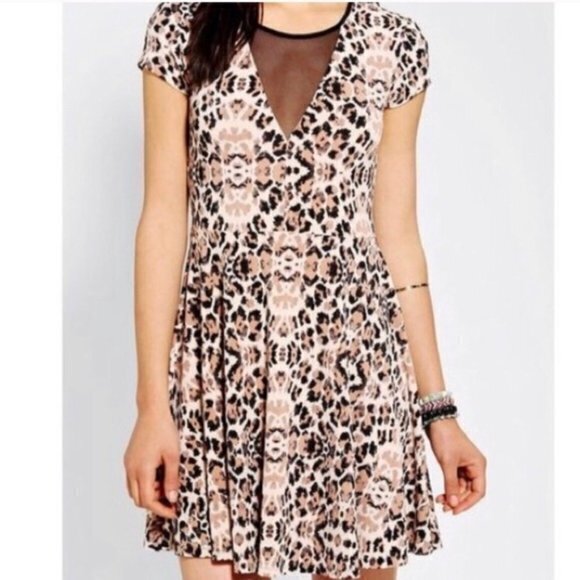 UO Kimchi Blue Animal‎ Print MESH Skater DRESS - Picture 2 of 11